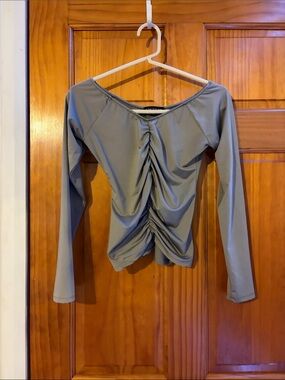 Electric & Rose Sage Green Ruched Long Sleeve Top